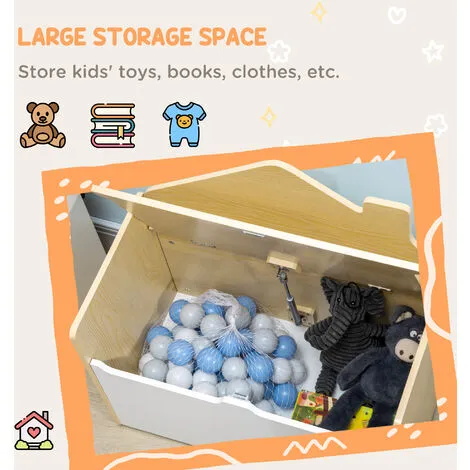 HOMCOM Toy Box Storage Bench Kids Toy Chest W/ Lid Pressure Rod - White 7 HOMCOM Toy Box Storage Bench Kids Toy Chest W/ Lid Pressure Rod - White - Image 5