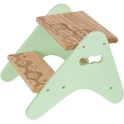 EINEMGELD B. Toys - B. Spaces Peek-A-Boost - Wooden Step Stool - Two-Step Step Stool For Kids Ages 2 And Up (Natural Wood Color & Mint)