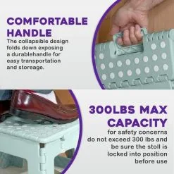 EINEMGELD 9" Folding Step Stool Non-slip, Non-slip Lightweight Design Folding Step Stool 300 Lb Capacity Meerschaum -Children's chairs Sales Store 75323646 3