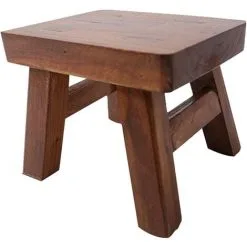 EINEMGELD Small Wooden Step Stool For Kids, Non-Slip Square Seat For Kitchen, Bathroom (Dark Coffee)