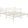 SWYEOOT Single Metal Sofa Bed Day Bed With Trundle Bed, Can Be Extended From 95-177 Cm, White -Children's chairs Sales Store 76957157 1 1