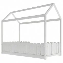 SWYEOOT House Bed 90x200 Cm - Versatile Wooden Bed For Boys And Girls - With Fall Protection And Slatted Frame - White (without Mattress) -Children's chairs Sales Store 76957230 4