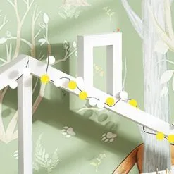 SWYEOOT Children's Bed, Beautiful House Bed, Made Of Solid Wood With Fence And Slatted Frame, With Storage Shelf, Fireplace Shape For Children's And Teenagers' Rooms (White, 90 X 200 Cm) -Children's chairs Sales Store 76957313 4 1