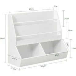 SoBuy Children Kids Bookcase Book Shelf Toy Shelf Storage Display Shelf With 2 Shelves And 2 Storage Compartments,KMB56-W -Children's chairs Sales Store 77768777 5