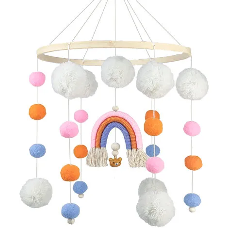 HEGUYEY Baby Wind Chimes Wooden Bed Bell Felt Ball Mobile Hanging Toys Baby Mobiles Musical Mobile For Boys Girls 3 HEGUYEY Baby Wind Chimes Wooden Bed Bell Felt Ball Mobile Hanging Toys Baby Mobiles Musical Mobile For Boys Girls