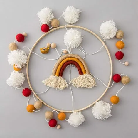 HEGUYEY Baby Wind Chimes Wooden Bed Bell Felt Ball Mobile Hanging Toys Baby Mobiles Musical Mobile For Boys Girls 6 HEGUYEY Baby Wind Chimes Wooden Bed Bell Felt Ball Mobile Hanging Toys Baby Mobiles Musical Mobile For Boys Girls - Image 4