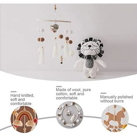 HEGUYEY Baby Wind Chimes Wooden Bed Bell Felt Ball Mobile Hanging Toys Baby Mobiles Musical Mobile For Boys Girls 7 HEGUYEY Baby Wind Chimes Wooden Bed Bell Felt Ball Mobile Hanging Toys Baby Mobiles Musical Mobile For Boys Girls - Image 5