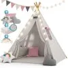 Spielwerk Children's Teepee Tent Fairy Lights Kid's 2.5cm Floor Play Mat 3 Pillows Cotton Carry Bag Tipi Playhouse Indoor 120x120x160cm Wigwam Rose -Children's chairs Sales Store 79598953 1