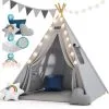 Spielwerk Children's Teepee Tent Fairy Lights Kid's 2.5cm Floor Play Mat 3 Pillows Cotton Carry Bag Tipi Playhouse Indoor 120x120x160cm Wigwam Blue 2 Spielwerk Children's Teepee Tent Fairy Lights Kid's 2.5cm Floor Play Mat 3 Pillows Cotton Carry Bag Tipi Playhouse Indoor 120x120x160cm Wigwam Blue -Children's chairs Sales Store 79598954 1