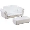 HOMCOM 2 Seater Toddler Chair Kids Twin Sofa Double Seat Armchair W/ Footstool White -Children's chairs Sales Store 8000881 1