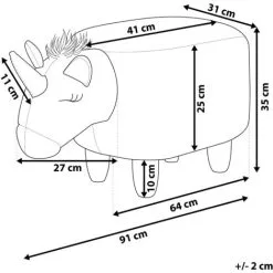 Beliani Modern Fabric Stool Nursery Children Room Solid Wood Legs Animal Pink Unicorn -Children's chairs Sales Store 80145173 3 1