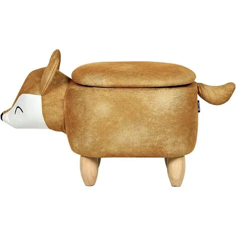 Beliani Modern Velvet Stool Orange Upholstery Storage Children Solid Wood Animal Fox 7 Beliani Modern Velvet Stool Orange Upholstery Storage Children Solid Wood Animal Fox - Image 5