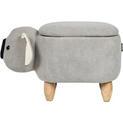 Beliani Modern Velvet Stool Grey Upholstery Storage Children Solid Wood Animal Coala 7 Beliani Modern Velvet Stool Grey Upholstery Storage Children Solid Wood Animal Coala - Image 5