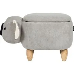 Beliani Modern Velvet Stool Grey Upholstery Storage Children Solid Wood Animal Coala -Children's chairs Sales Store 80145238 5