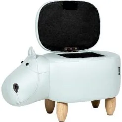 Beliani Modern Faux Leather Stool Light Blue Upholstery Storage Solid Wood Animal Hippo 10 Beliani Modern Faux Leather Stool Light Blue Upholstery Storage Solid Wood Animal Hippo -Children's chairs Sales Store 80145264 4 2