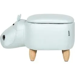 Beliani Modern Faux Leather Stool Light Blue Upholstery Storage Solid Wood Animal Hippo 11 Beliani Modern Faux Leather Stool Light Blue Upholstery Storage Solid Wood Animal Hippo -Children's chairs Sales Store 80145264 5