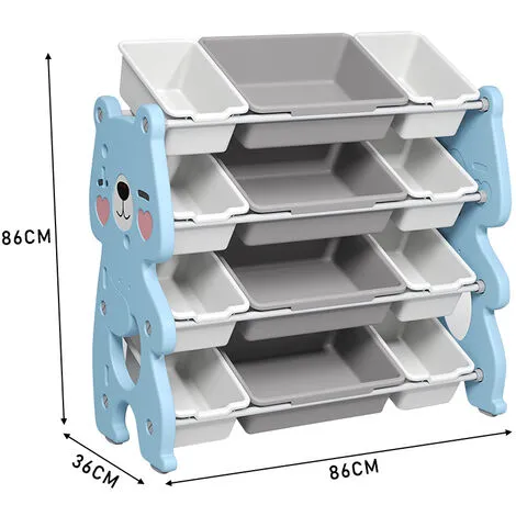 Livingandhome 4 Tier Kids Toy Storage Organizer With Detachable Bins Bookshelf 7 Livingandhome 4 Tier Kids Toy Storage Organizer With Detachable Bins Bookshelf - Image 5