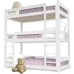 BLISSWOOD Single Triple Bunk Bed White -Children's chairs Sales Store 82865377 3