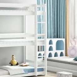 BLISSWOOD Single Triple Bunk Bed White -Children's chairs Sales Store 82865377 4