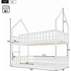HOOSENG Bunk Bed Twin Single Sleeper Bed, 3FT Solid Wood Bed Frame Single Bed Gaming Bed With Ladder And Guard Rail, Castle-shaped Bed Children's Bedroom Furniture For Kids Children (White) -Children's chairs Sales Store 86248515 5