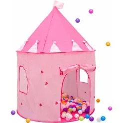 LittleTom Pink Princess Tent For Girls - 300 Ball Pit Balls 100x100x135 Baby Girl Ball Pit
