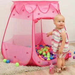 LittleTom Pink Princess Tent For Girls - 300 Ball Pit Balls 120x120x90 Baby Girl Ball Pit 9 LittleTom Pink Princess Tent For Girls - 300 Ball Pit Balls 120x120x90 Baby Girl Ball Pit -Children's chairs Sales Store 86641337 3