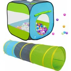 LittleTom Kids Tent And Tunnel Set - 300 Ball Pit Balls - 70x70x72 Pop Up Baby Ball Pit