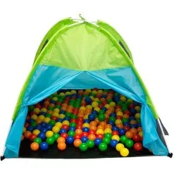 LittleTom Play Tent 100x100x90cm With Pop-up Tunnel Ball Pit Toy For Kids Blue -Children's chairs Sales Store 86660260 3