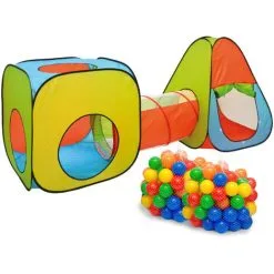 LittleTom Play Tent Set With Tunnel 260x90x100cm Pop-up Ball Pit Incl 200 Balls