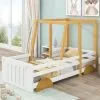 ModernLuxe Children Car Bed Frame Children's Bed With Wheels Jeep Bed Pine Frame, White + Natural, 90x190cm 1 ModernLuxe Children Car Bed Frame Children's Bed With Wheels Jeep Bed Pine Frame, White + Natural, 90x190cm -Children's chairs Sales Store 88701341 1