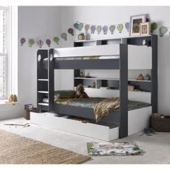 Bedmaster Oliver Grey And White Storage Bunk Bed Without Drawer