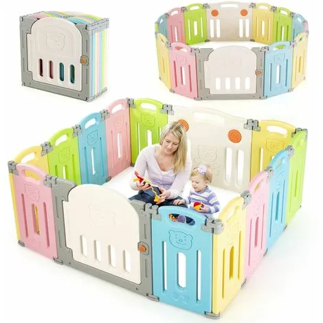 Casart 14 Panels Baby Safety Playpen Foldable Infant Toddler Play Fence Activity Center 2 Casart 14 Panels Baby Safety Playpen Foldable Infant Toddler Play Fence Activity Center