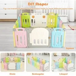 Casart 14 Panels Baby Safety Playpen Foldable Infant Toddler Play Fence Activity Center 10 Casart 14 Panels Baby Safety Playpen Foldable Infant Toddler Play Fence Activity Center -Children's chairs Sales Store 90781915 5