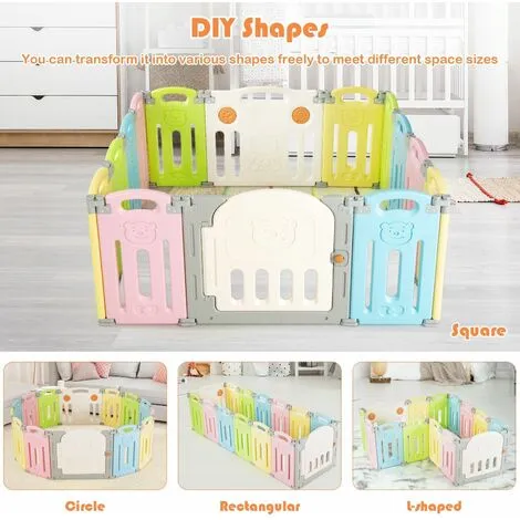 Casart 14 Panels Baby Safety Playpen Foldable Infant Toddler Play Fence Activity Center 6 Casart 14 Panels Baby Safety Playpen Foldable Infant Toddler Play Fence Activity Center - Image 5