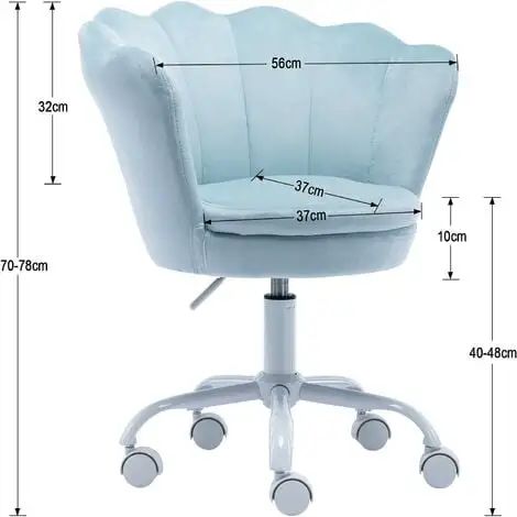 WAHSON OFFICE CHAIRS Velvet Kids Desk Chair Swivel Computer Chair For Children Girls Study Office, Height Adjustable, Blue 6 WAHSON OFFICE CHAIRS Velvet Kids Desk Chair Swivel Computer Chair For Children Girls Study Office, Height Adjustable, Blue - Image 4
