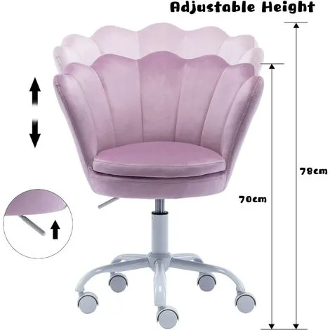 WAHSON OFFICE CHAIRS Velvet Kids Desk Chair Swivel Computer Chair For Children Girls Study Office, Height Adjustable, Purple 4 WAHSON OFFICE CHAIRS Velvet Kids Desk Chair Swivel Computer Chair For Children Girls Study Office, Height Adjustable, Purple - Image 2