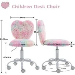 WAHSON OFFICE CHAIRS Childrens Desk Chair Swivel Computer Chair In Faux Fur For Kids Study Office, Adjustable Height, Colorful -Children's chairs Sales Store 91014510 3