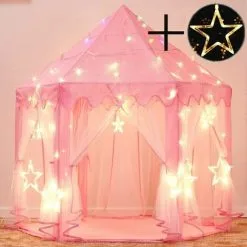 GTA Kids Play Tent, Princess Castle Play Tent, Kids Indoor Playhouse, Big Girl Playhouse With LED Color String Lights