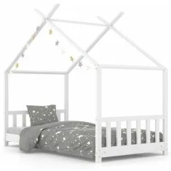 Kids Bed Frame White Solid Pine Wood 70x140 Cm VidaXL