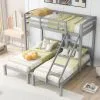 ModernLuxe Bunk Bed Triple Sleeper With Side Ladder For Children And Teens, 90x190cm,90x200cm, Grey -Children's chairs Sales Store 91310519 1