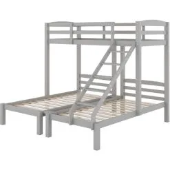 ModernLuxe Bunk Bed Triple Sleeper With Side Ladder For Children And Teens, 90x190cm,90x200cm, Grey -Children's chairs Sales Store 91310519 4