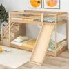 ModernLuxe Bunk Bed With Slide, Stairs And Storage, 3ft Children Bed 2 Drawers In The Steps, Solid Pine Wood Frame, Natural -Children's chairs Sales Store 91310520 1