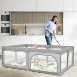 Casart Large Baby Playpen Kids Infant Safety Gate With Floor Mat 50 PCS Ocean Balls -Children's chairs Sales Store 91369294 3