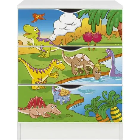 Leomark White Chest Of Drawers - ROMA – Dinosaurs 4 Leomark White Chest Of Drawers - ROMA – Dinosaurs - Image 2