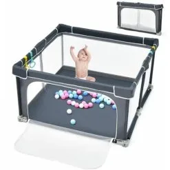 Casart Folding Baby Playpen Portable Kids Safety Yard Infant Playards W/ 50 Ocean Balls