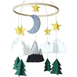 NICEONE Baby Crib Mobile, Baby Wind Chimes, Handmade Toddler Toys, Hanging Hot Air Clouds And Balloons, Rotating Crib Decor, Mobile For Boys And Girls