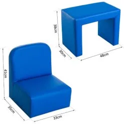 HOMCOM Kids Mini Sofa 2 In 1 Table Chair Set Armchair Seat For 3 Years Old Blue -Children's chairs Sales Store 9380655 2