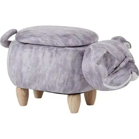 Beliani Modern Velvet Stool Solid Wood Legs Animal Footrest With Storage Grey Pug 3 Beliani Modern Velvet Stool Solid Wood Legs Animal Footrest With Storage Grey Pug