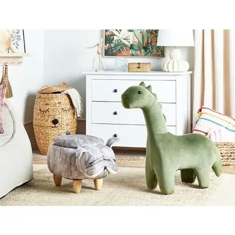 Beliani Modern Velvet Stool Solid Wood Legs Animal Footrest With Storage Grey Pug 4 Beliani Modern Velvet Stool Solid Wood Legs Animal Footrest With Storage Grey Pug - Image 2