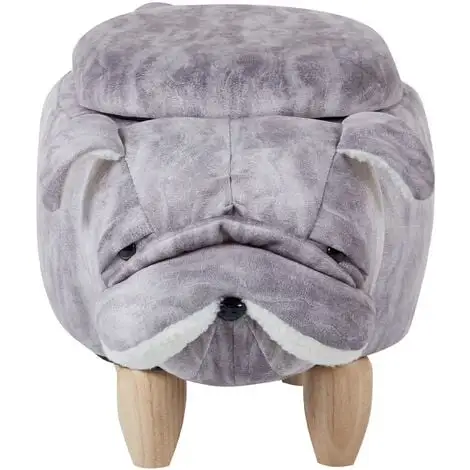 Beliani Modern Velvet Stool Solid Wood Legs Animal Footrest With Storage Grey Pug 6 Beliani Modern Velvet Stool Solid Wood Legs Animal Footrest With Storage Grey Pug - Image 4